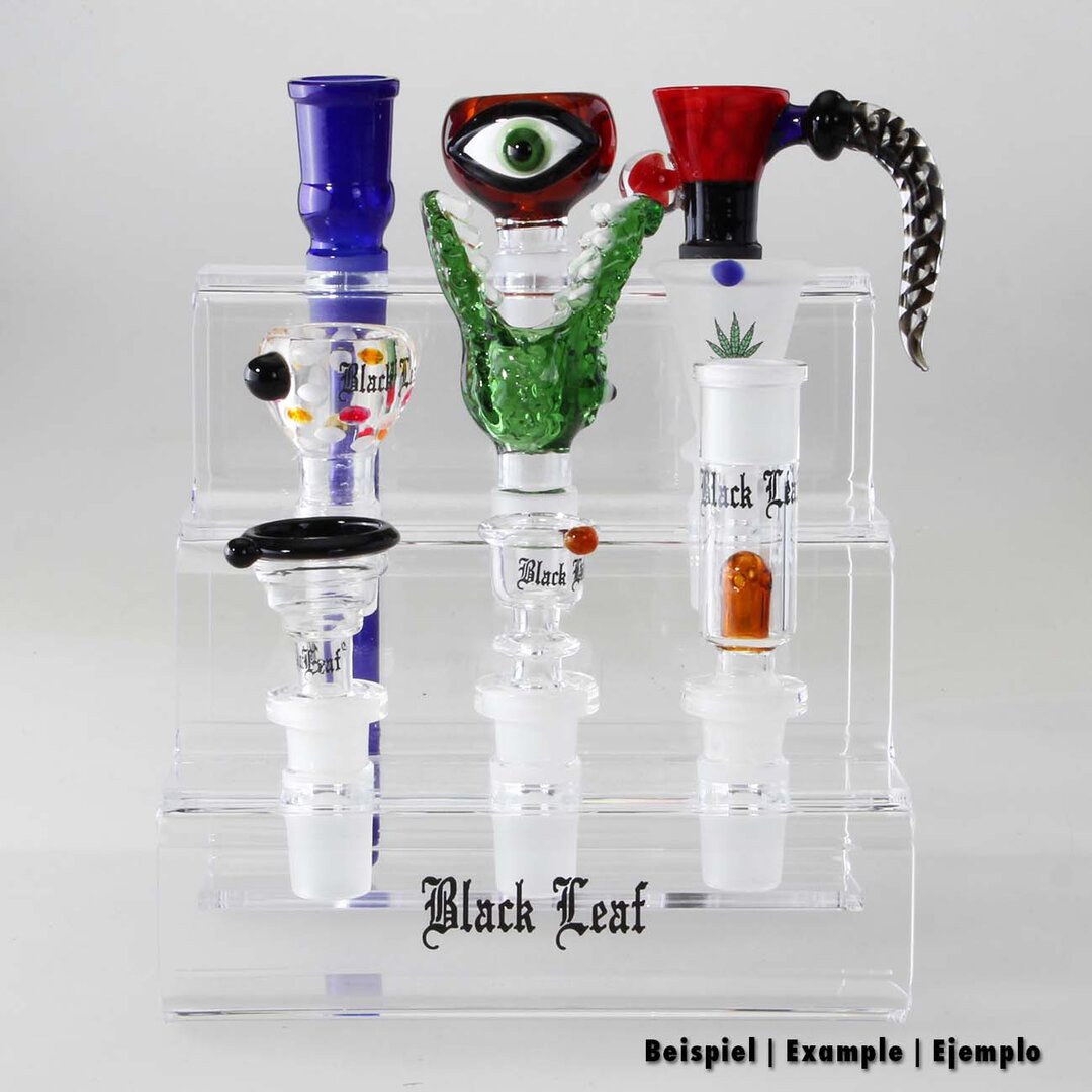 Acrylständer von Black Leaf mit neun Öffnungen für Glasköpfe