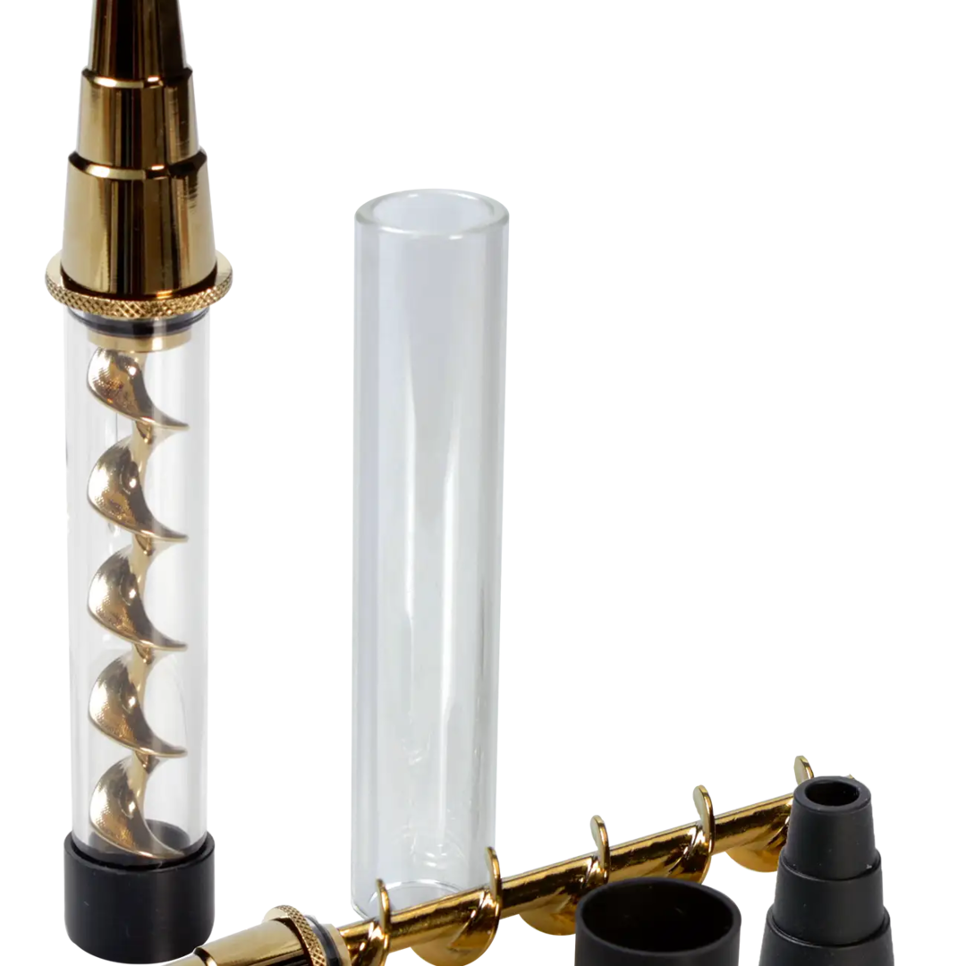 Quarz-Handpfeife V12 Plus Twisty mit Messing-Spiralschraube
