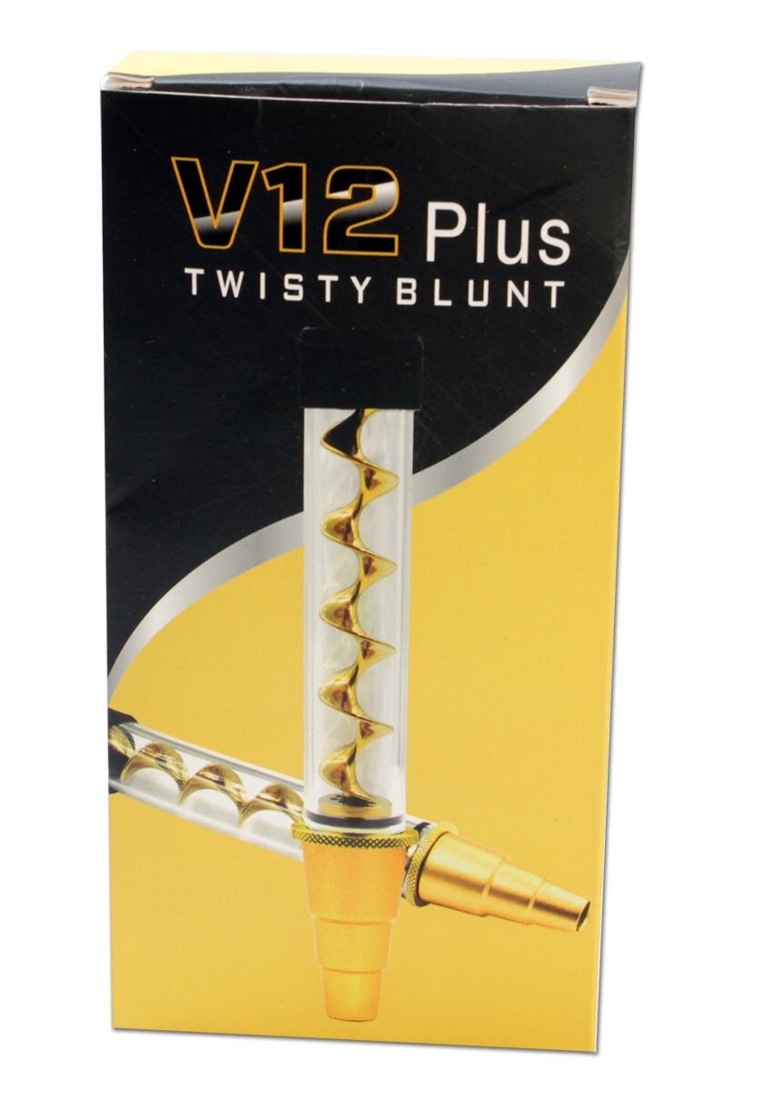 Quarz-Handpfeife V12 Plus Twisty mit Messing-Spiralschraube