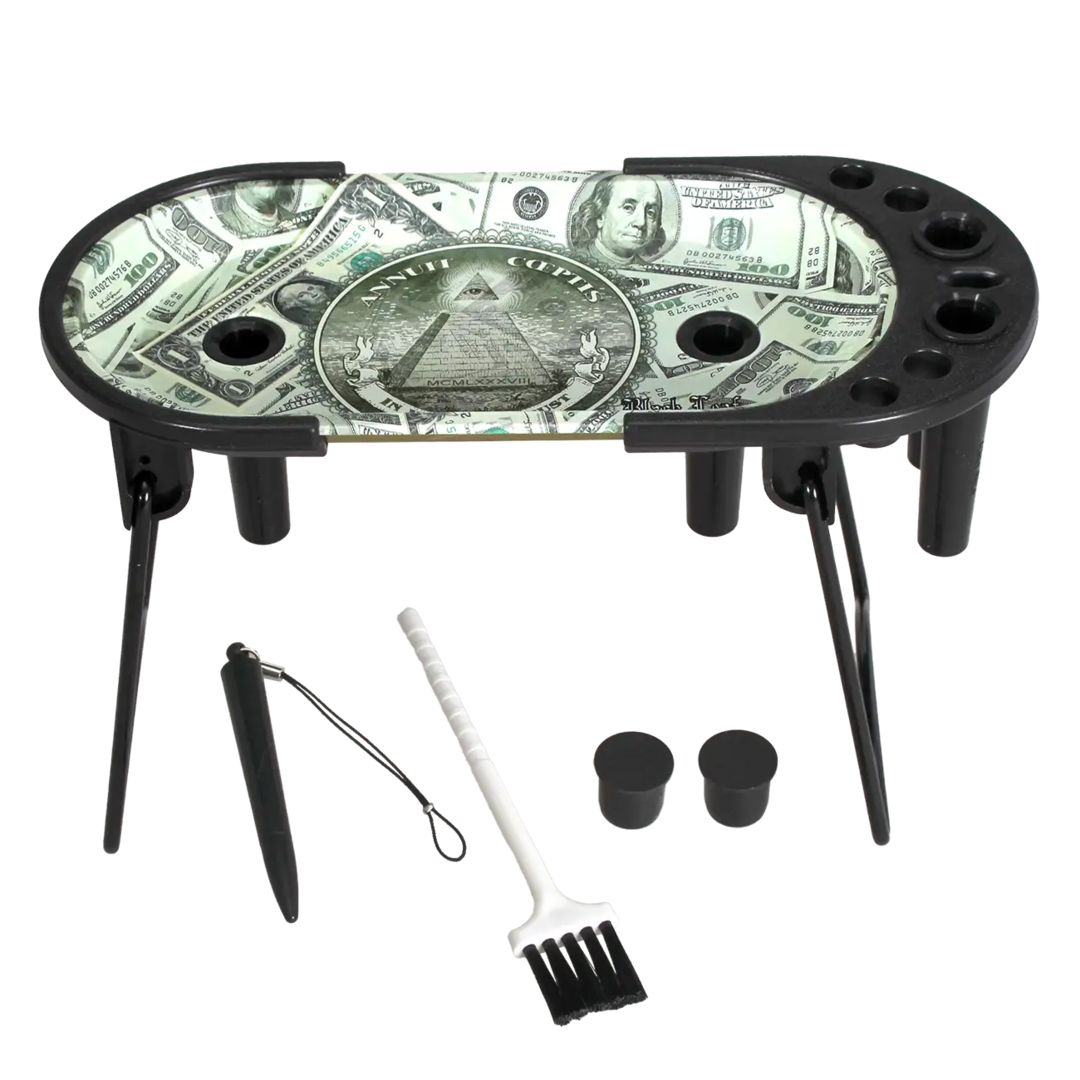 Black Leaf Rolling Console DOLLAR aus Metall mit Conehaltern