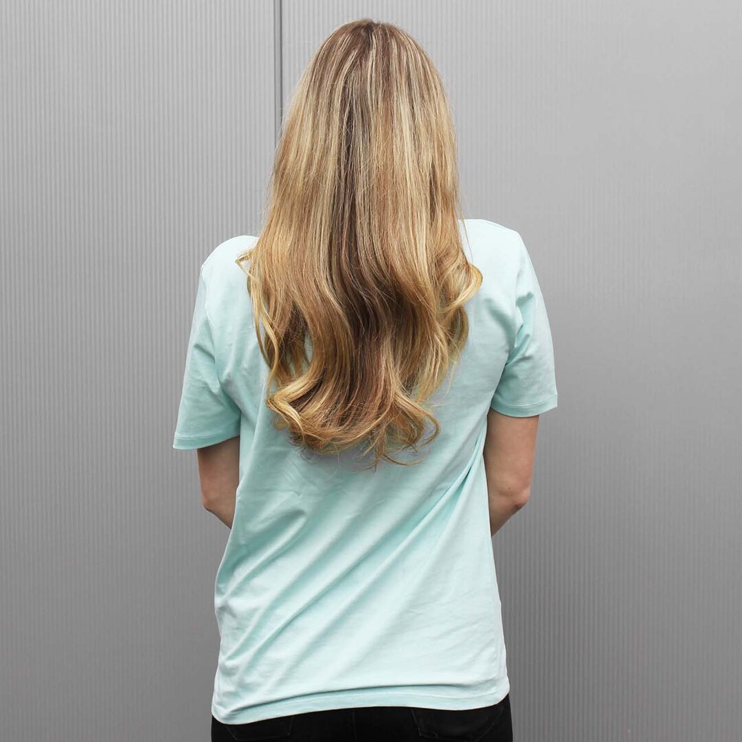 Black Leaf T-Shirt in Arctic Blue mit Logodruck, Größe M