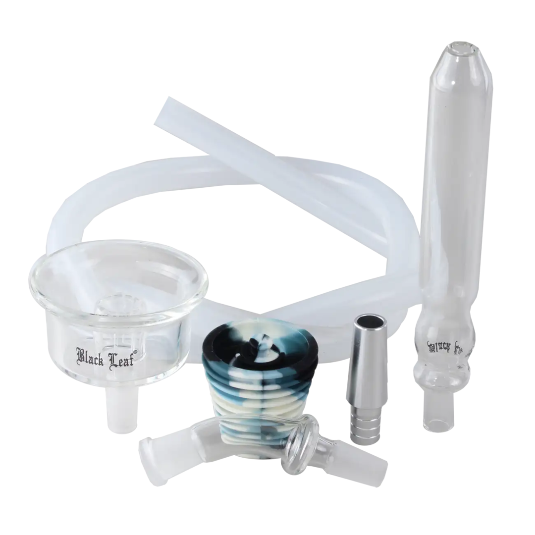 Black Leaf Shisha-Kit aus Glas mit Schlauch und Mundstück