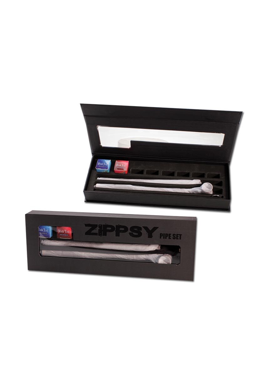 Zippsy Pipe Set mit Rosenholz-Handpfeife, Metallköpfen und Zubehör in Box