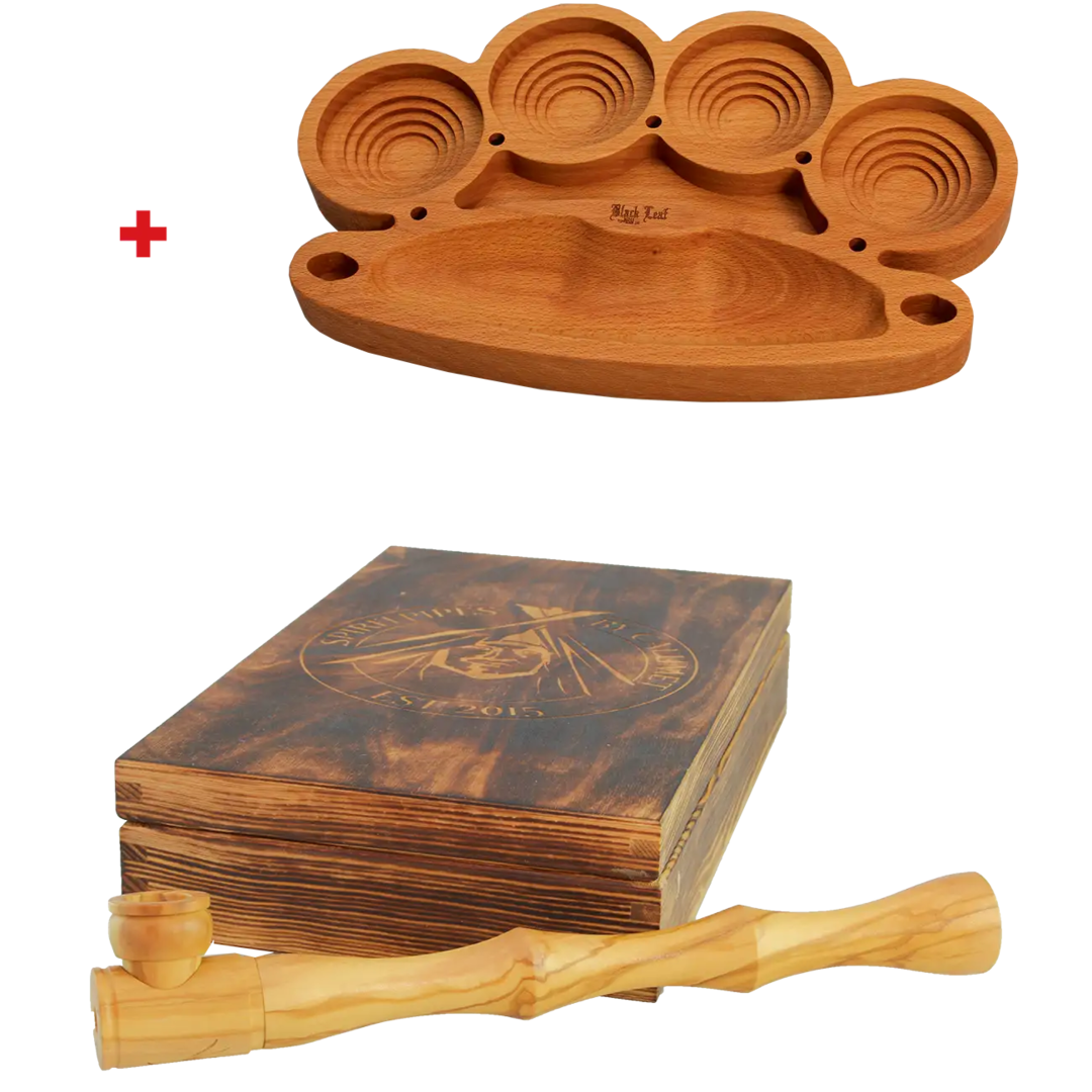 Calumet Deluxepipe Olive XL Tabakpfeife aus Holz mit Tray