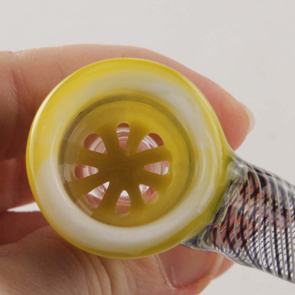 Gelber Glaskopf von Black Leaf mit integriertem Sieb und Lift-off-Griff