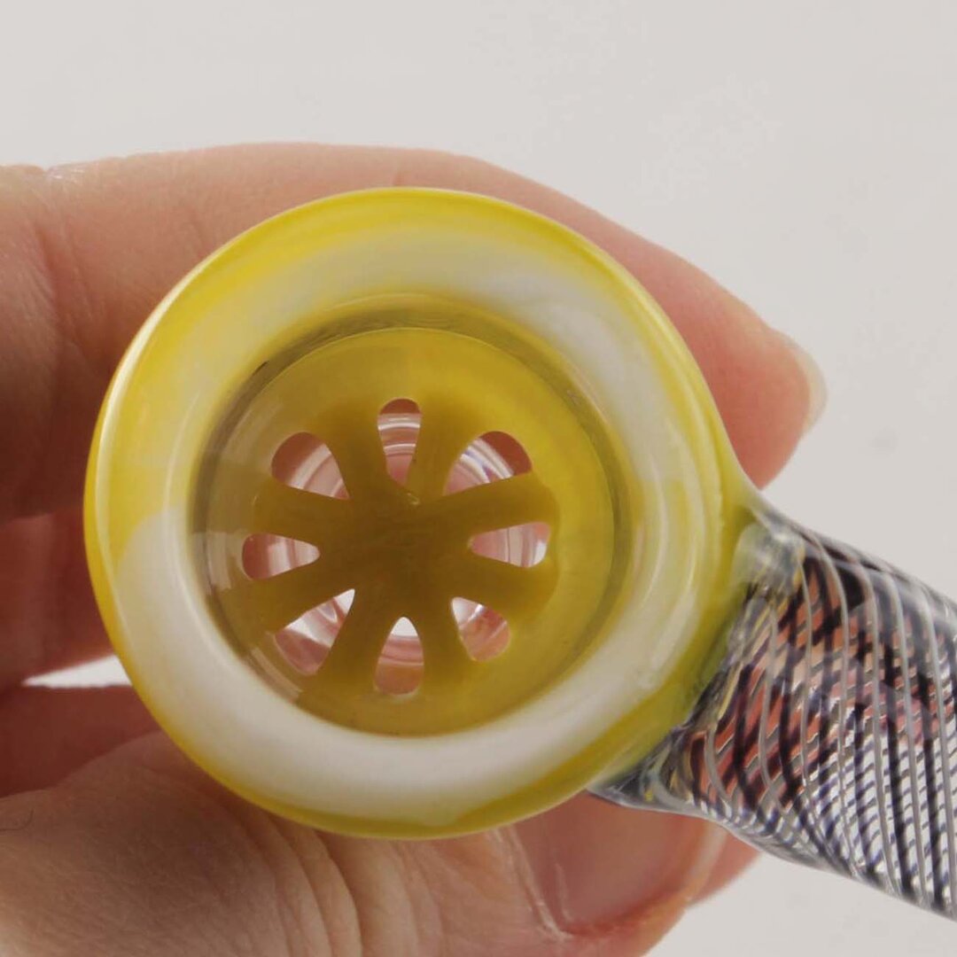 Gelber Glaskopf von Black Leaf mit integriertem Sieb und Lift-off-Griff