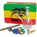 BREIT Mini-Wasserpfeifen-Set in Metalldose im Rasta-Design