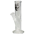 Mini-Zylinder-Wasserpfeife Ice mit ANONYMUS-Motiv aus Borosilikatglas