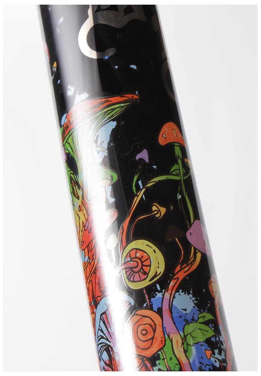 Black Leaf Mushroom Tree Glas-Wasserpfeife B-Qualität mit All-Over-Print, 455 mm hoch