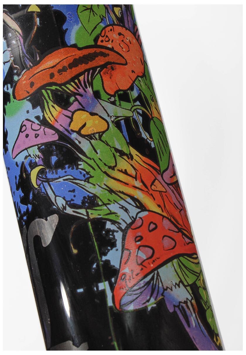 Black Leaf Mushroom Tree Glas-Wasserpfeife B-Qualität mit All-Over-Print, 455 mm hoch