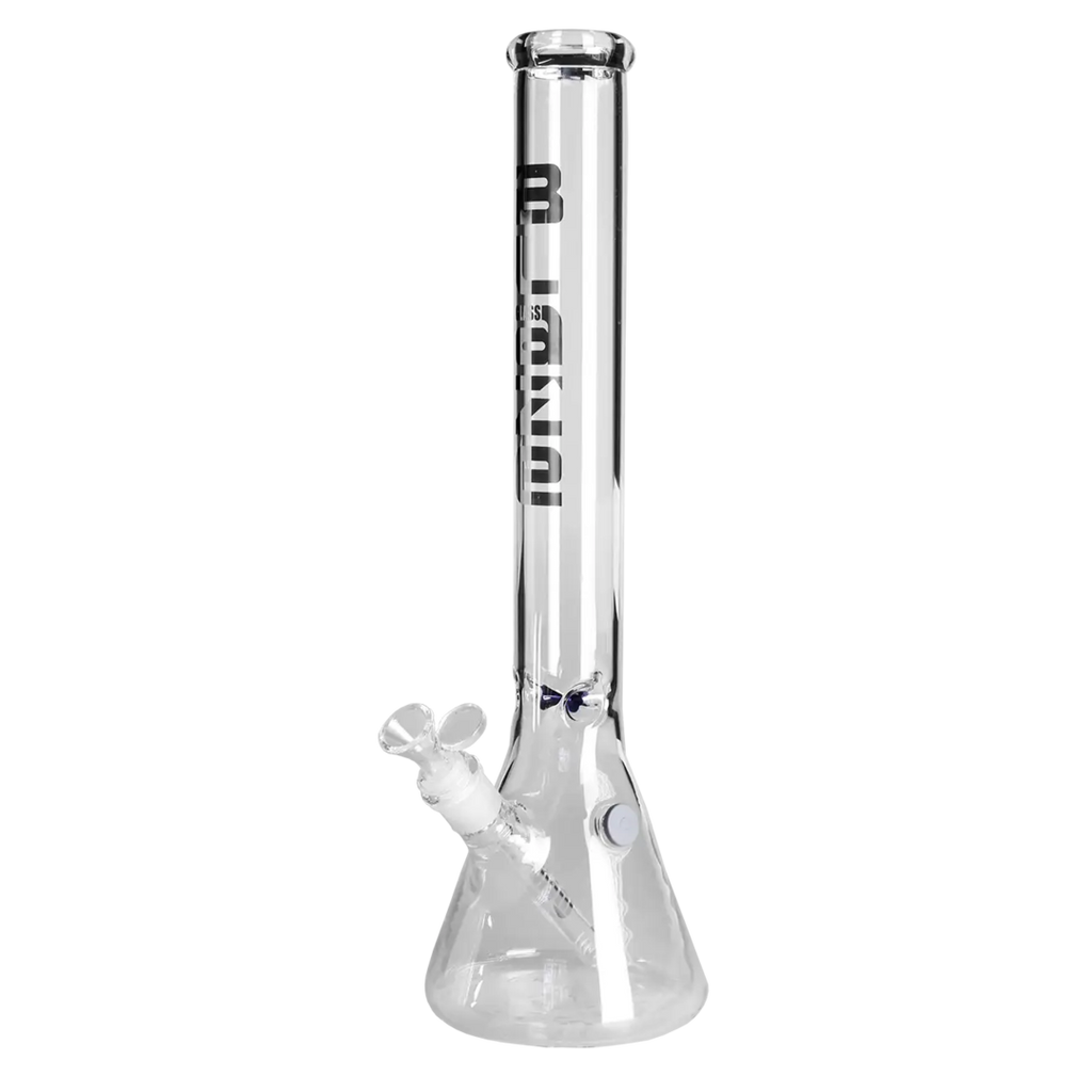 Blaze Erlkönig Glas-Wasserpfeife mit blauen Kühlkerben und Diffusoradapter, 450 mm hoch