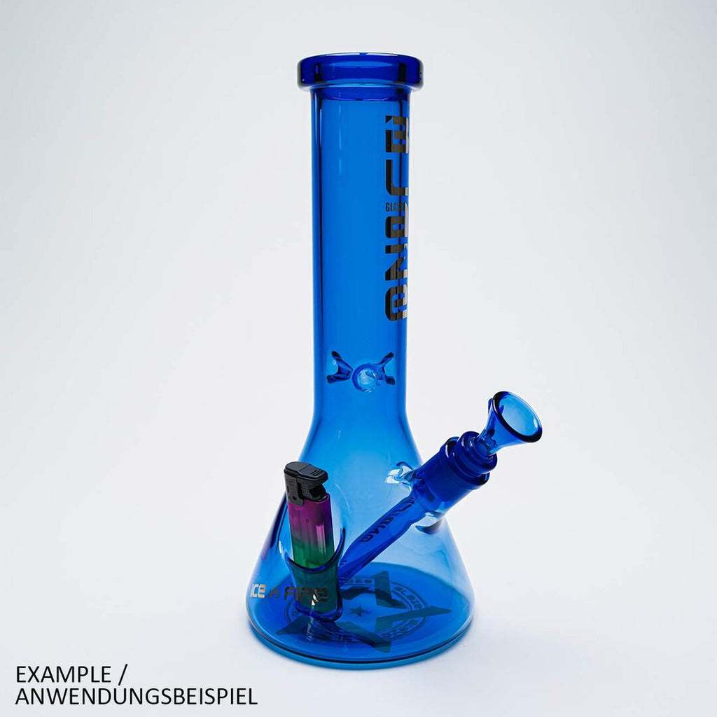 BLAZE Ice vs. Fire Glas-Wasserpfeife in Blau mit Feuerzeugfach