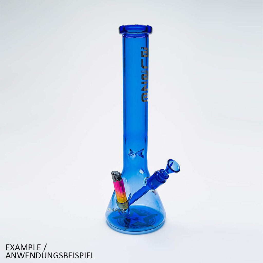 Blaze Ice vs. Fire Beaker-Wasserpfeife aus blauem Glas mit Feuerzeugfach, 400 mm hoch