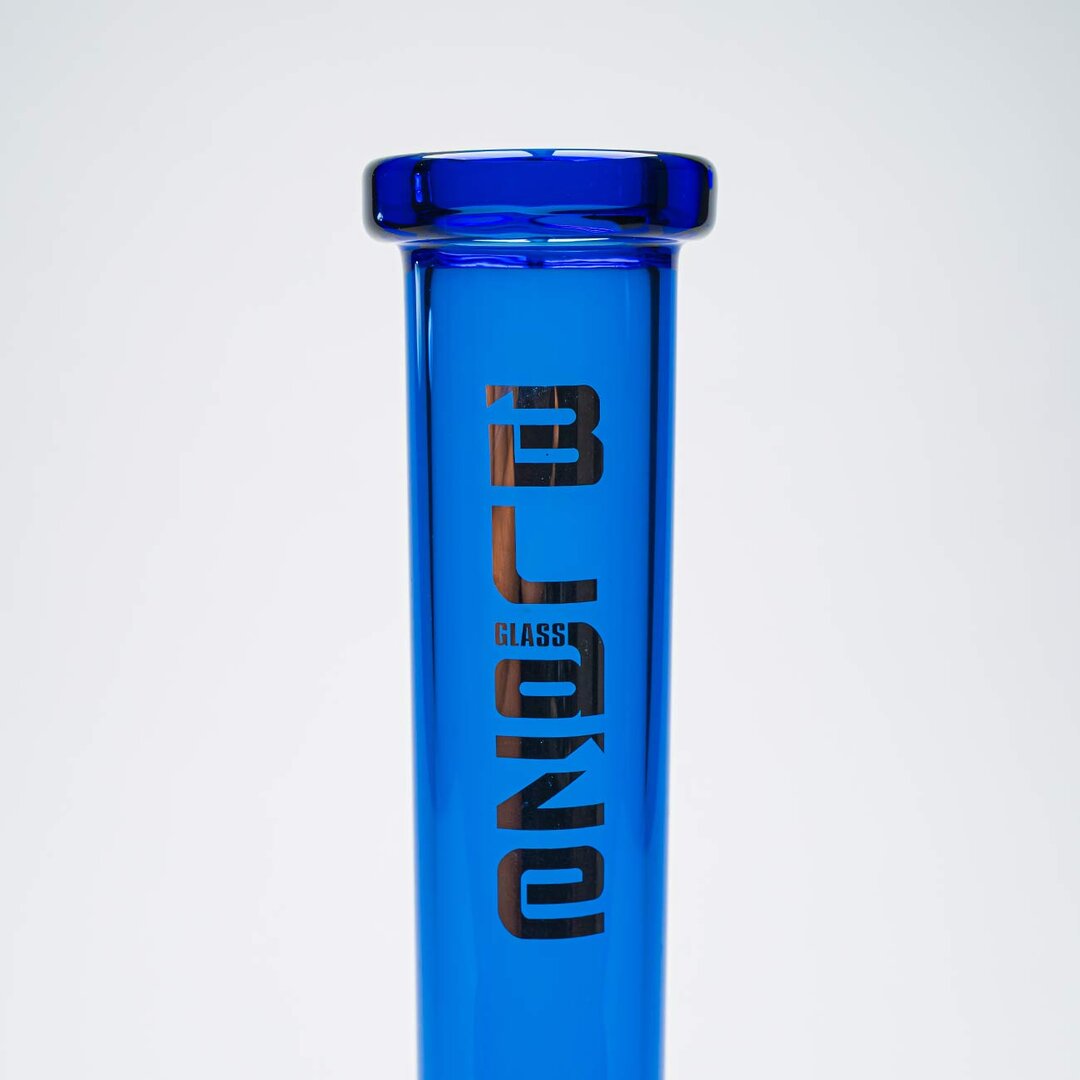 Blaze Ice vs. Fire Beaker-Wasserpfeife aus blauem Glas mit Feuerzeugfach, 400 mm hoch