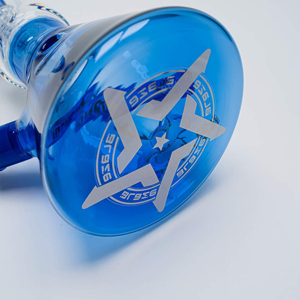 BLAZE Ice vs. Fire Glas-Wasserpfeife in Blau mit Feuerzeugfach