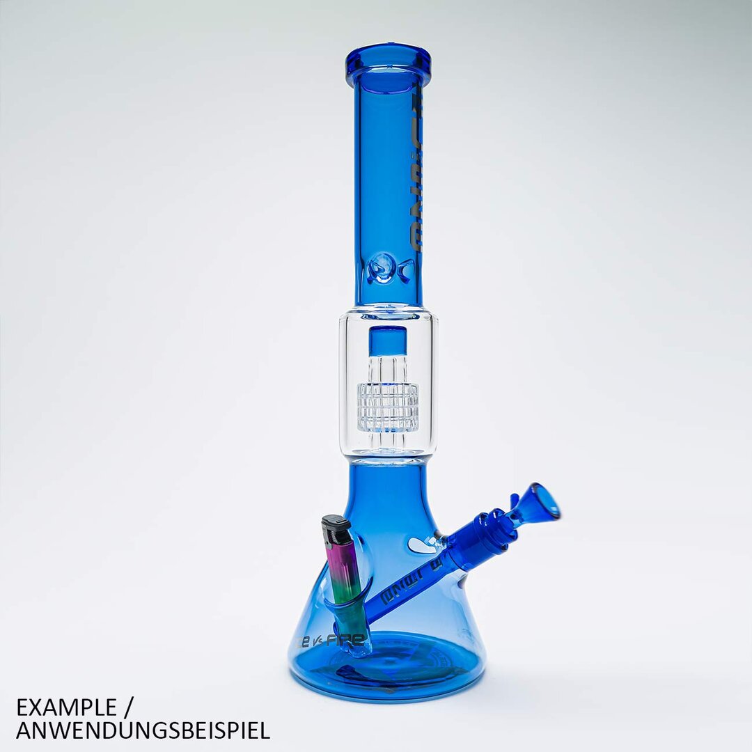 BLAZE Ice vs. Fire Glas-Wasserpfeife in Blau mit Feuerzeugfach