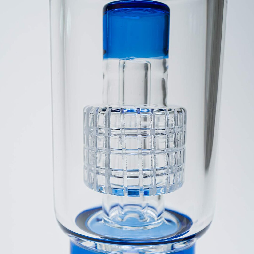 BLAZE Ice vs. Fire Glas-Wasserpfeife in Blau mit Feuerzeugfach