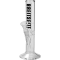 BREITSEITE Zylinder-Glas-Wasserpfeife mit Icedornen und schwarzem Schriftzug