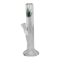 BREITSEITE Glas-Wasserpfeife mit Blattmotiv und festem Kopf, Höhe 350 mm