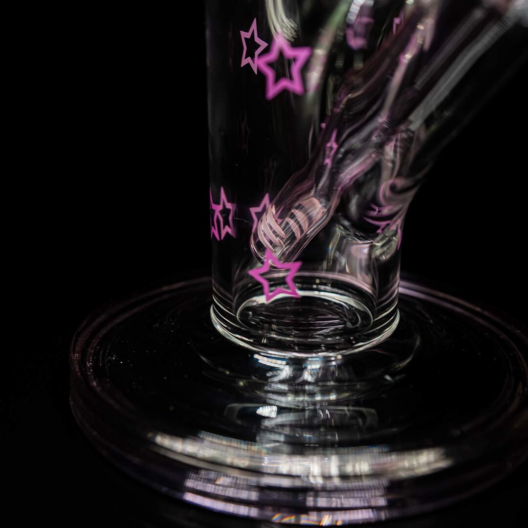 Black Leaf Zylinder-Glas-Wasserpfeife in Rosa im Koffer-Set