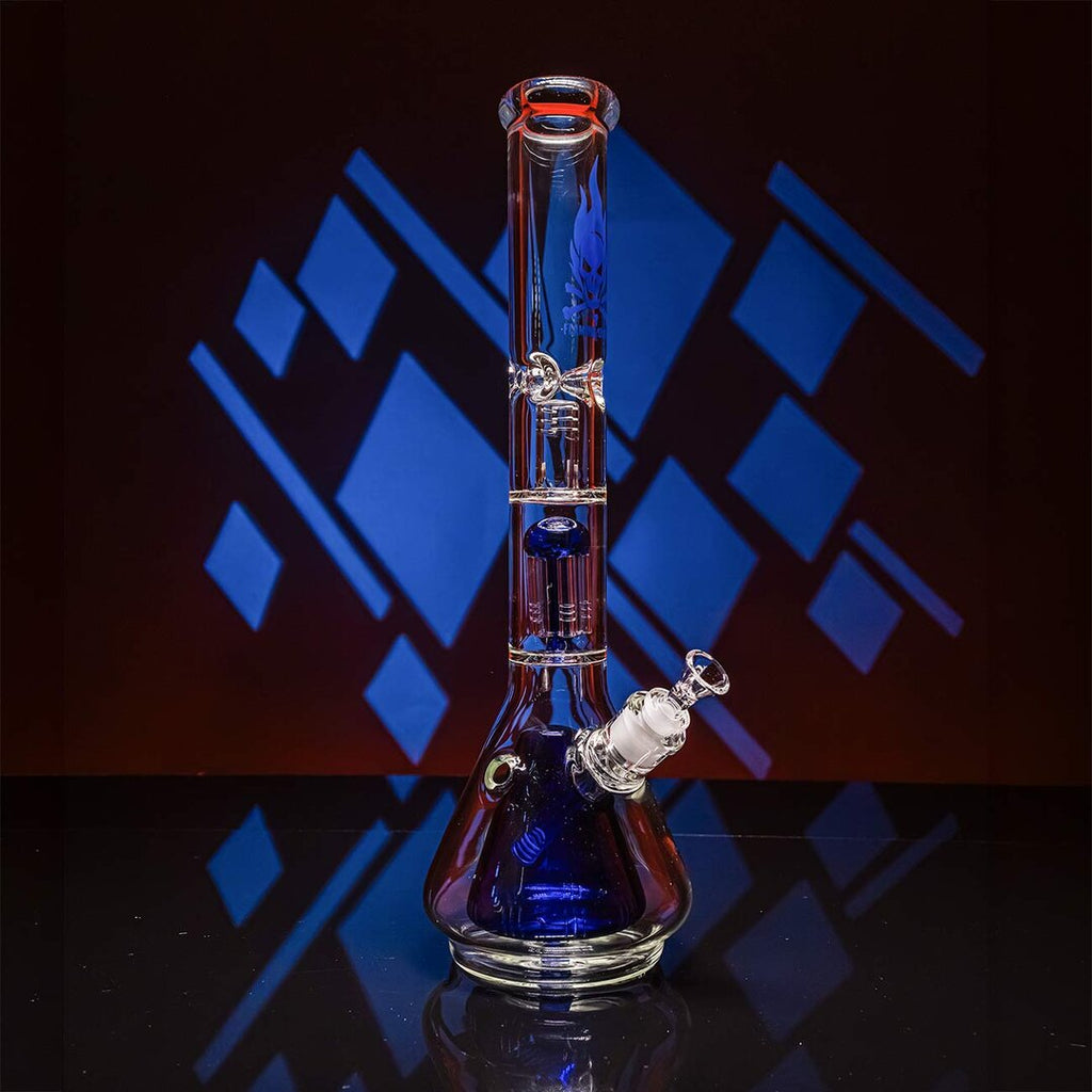 Produktfoto: Black Leaf Flaming Skull Glas-Wasserpfeife blau, 460 mm