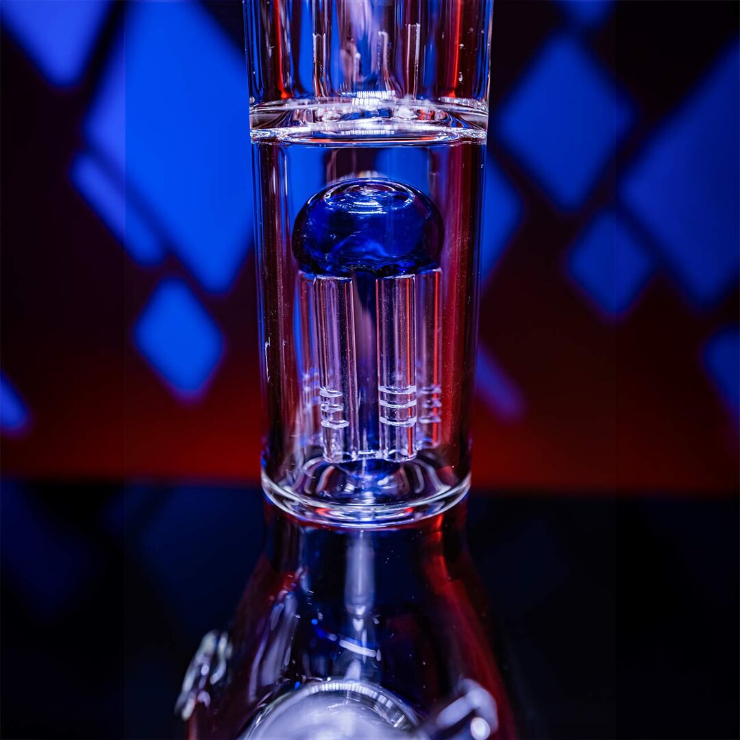 Produktfoto: Black Leaf Flaming Skull Glas-Wasserpfeife blau, 460 mm