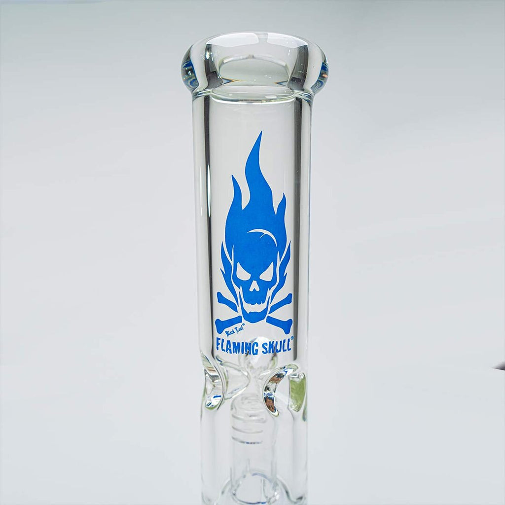Produktfoto: Black Leaf Flaming Skull Glas-Wasserpfeife blau, 460 mm
