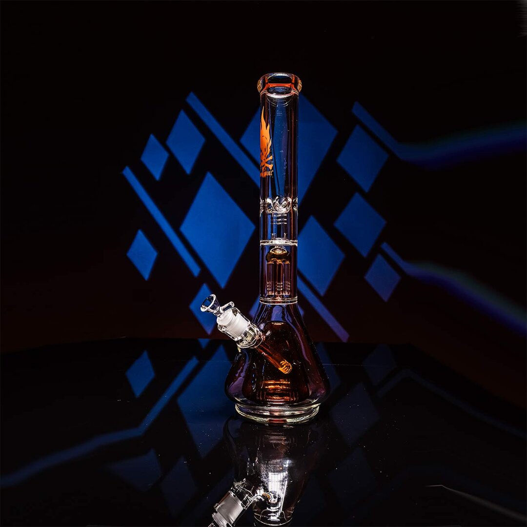 Produktfoto: Black Leaf Flaming Skull Glas-Wasserpfeife amber, 445 mm