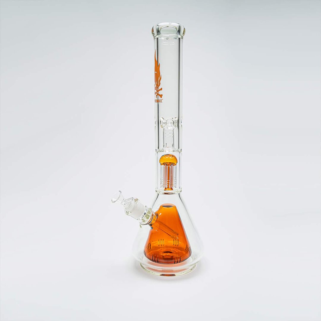 Produktfoto: Black Leaf Flaming Skull Glas-Wasserpfeife amber, 445 mm