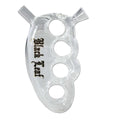 Black Leaf Knuckle-Duster Handpfeife aus Borosilikatglas in Metalldose