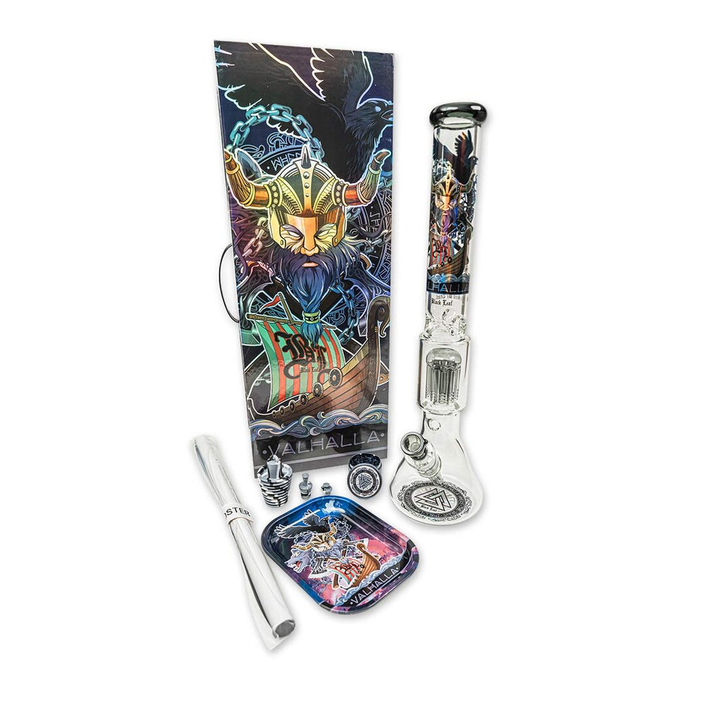 Black Leaf Valhalla Koffer-Set mit Glas-Wasserpfeife im Metallic-Look