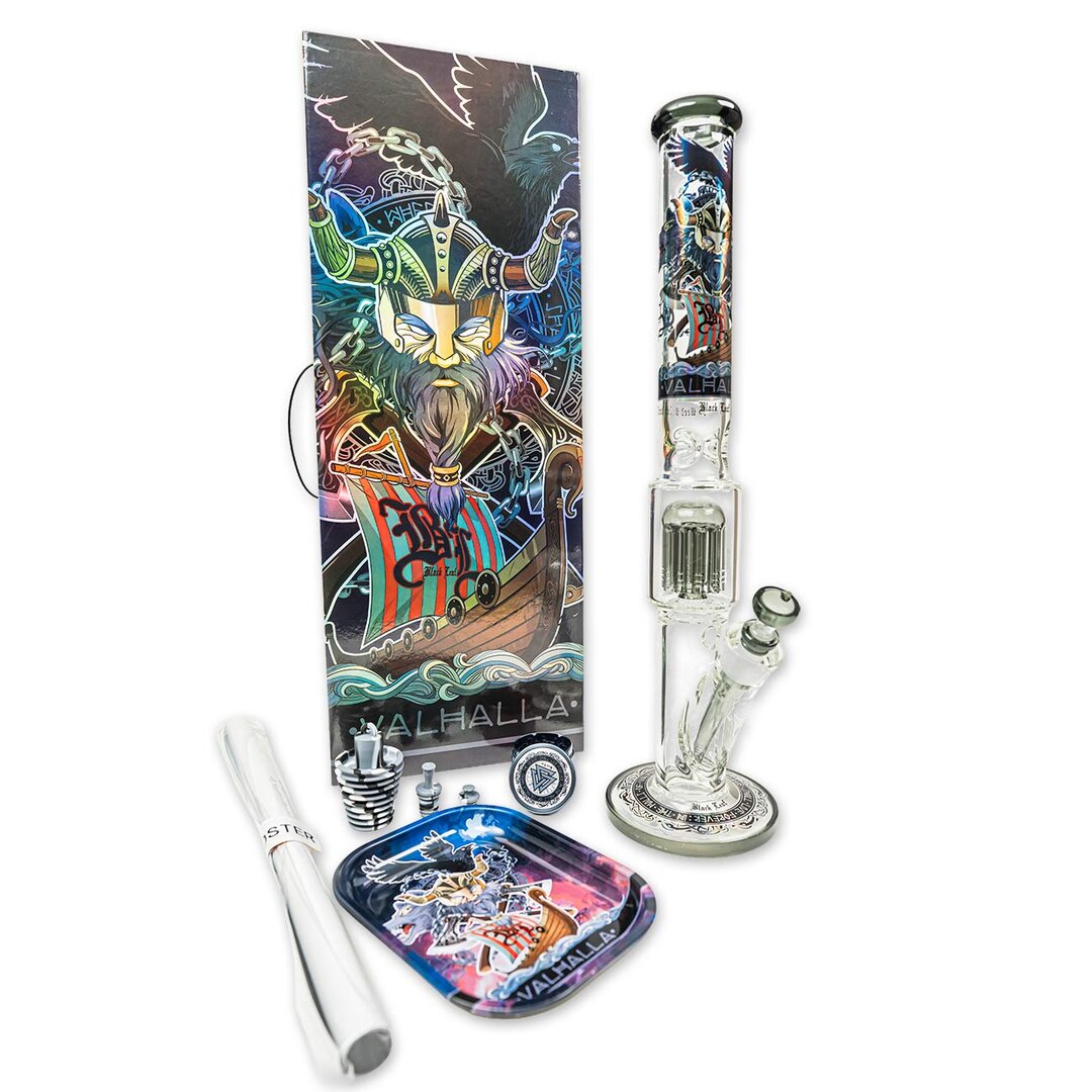 Black Leaf Valhalla Zylinder-Glas-Wasserpfeife im Koffer-Set