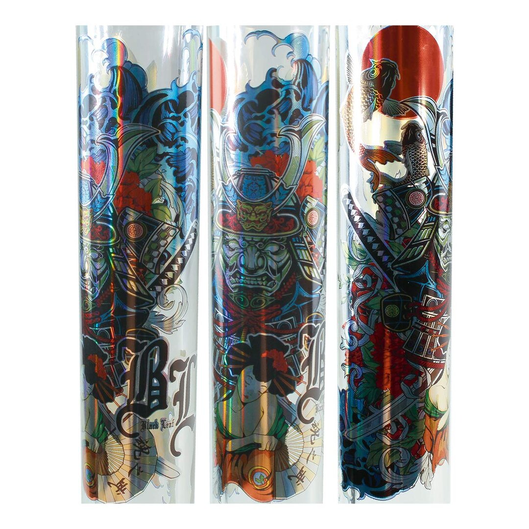 Black Leaf Ronin & Geisha Koffer-Set mit Glas-Wasserpfeife im Metallic-Print