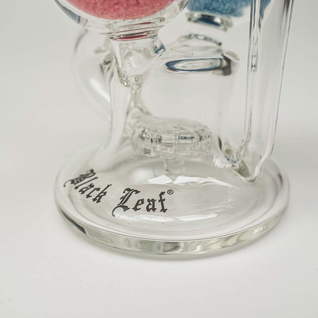 Black Leaf Recycler-Wasserpfeife in Rot und Blau mit leuchtendem Granulat