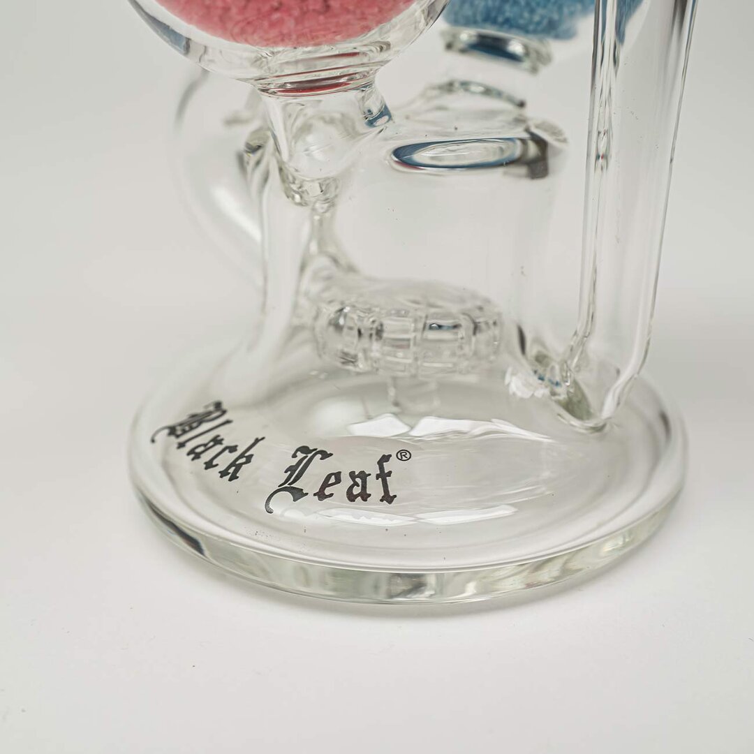 Black Leaf Recycler-Wasserpfeife in Rot und Blau mit leuchtendem Granulat