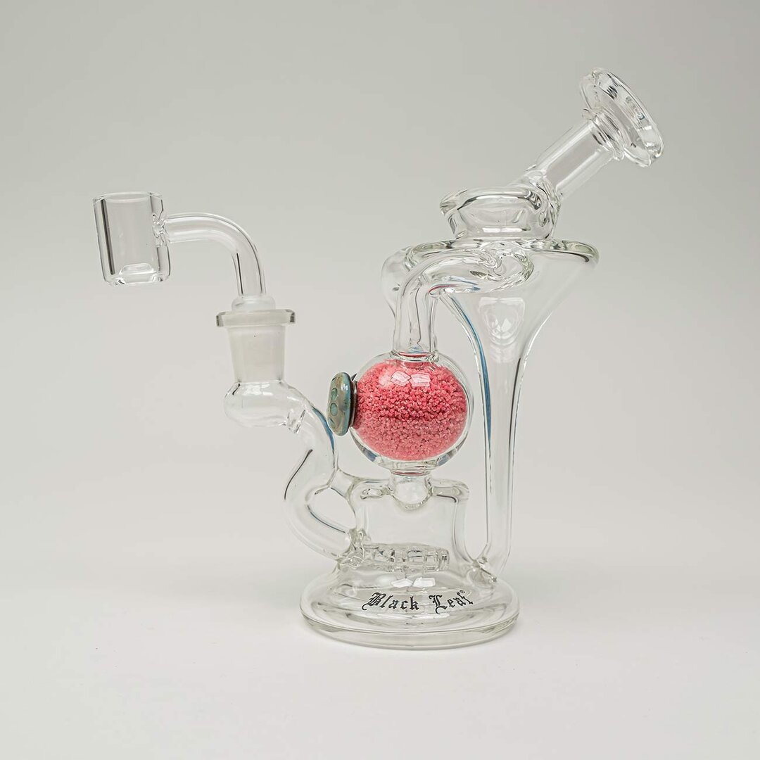 Black Leaf Recycler-Wasserpfeife in Rot und Blau mit leuchtendem Granulat