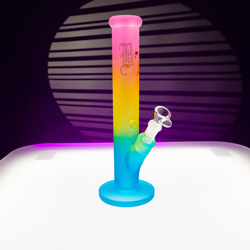 Black Leaf Regenbogen Zylinder-Glas-Wasserpfeife gerade