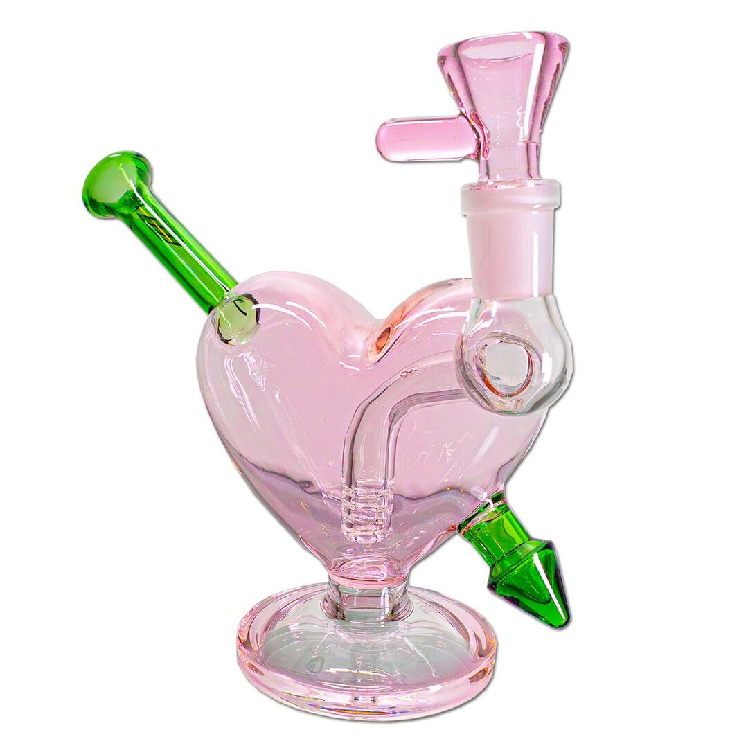 Black Leaf Glas-Wasserpfeife Pink Heart in Pink mit Herzform