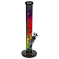 FIRE-FLOW X Black Leaf Zylinder-Wasserpfeife mit UFO-Motiv auf schwarzem Glas