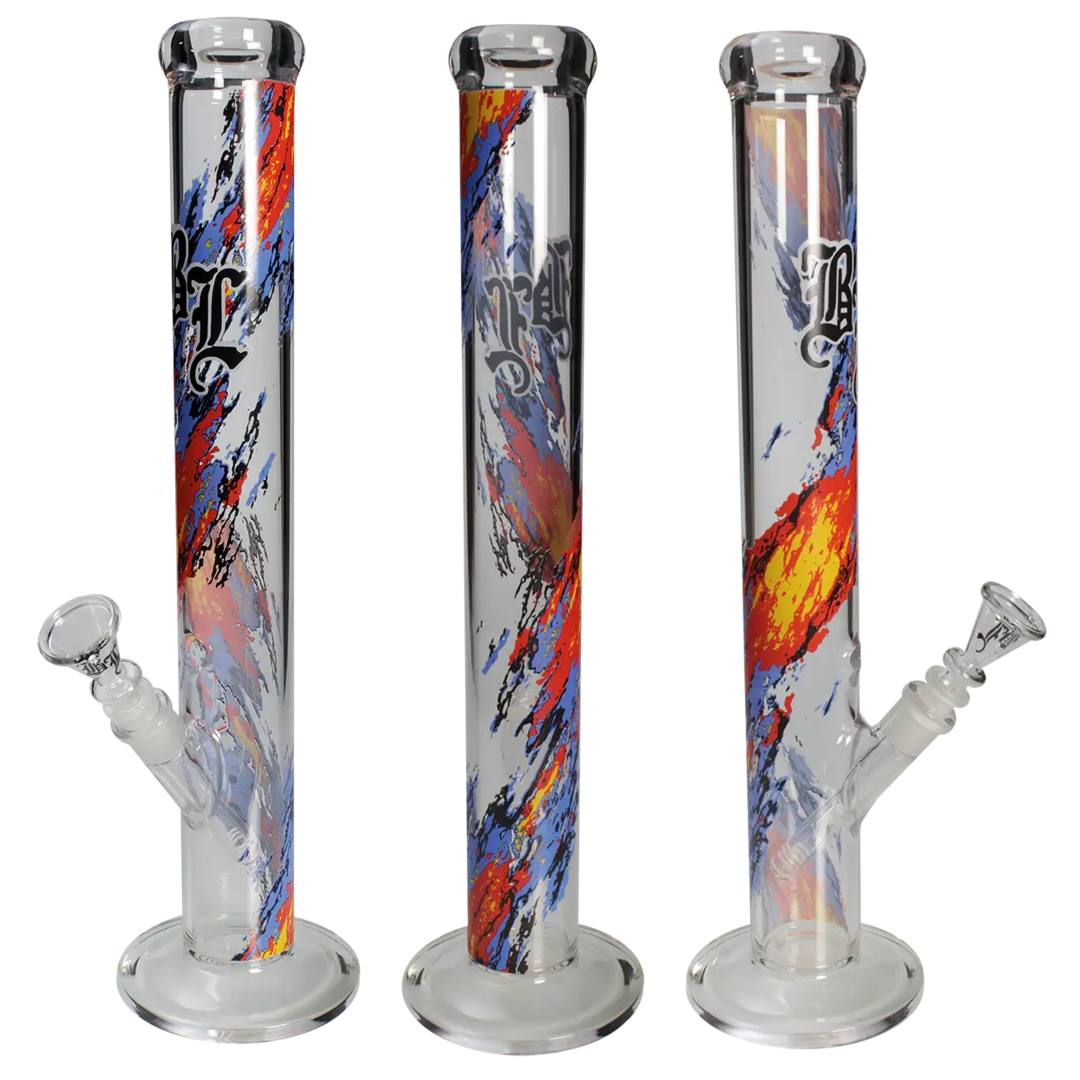 Black Leaf Zylinder-Wasserpfeife mit Flammen-Allover-Print