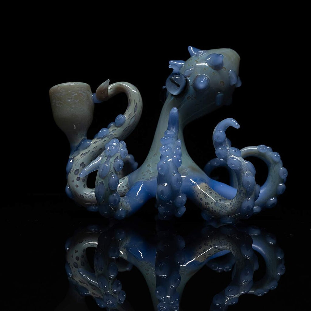 Oktopus-Glas-Wasserpfeife I in Blau mit Farbverlauf