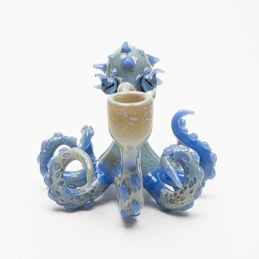 Oktopus-Glas-Wasserpfeife I in Blau mit Farbverlauf