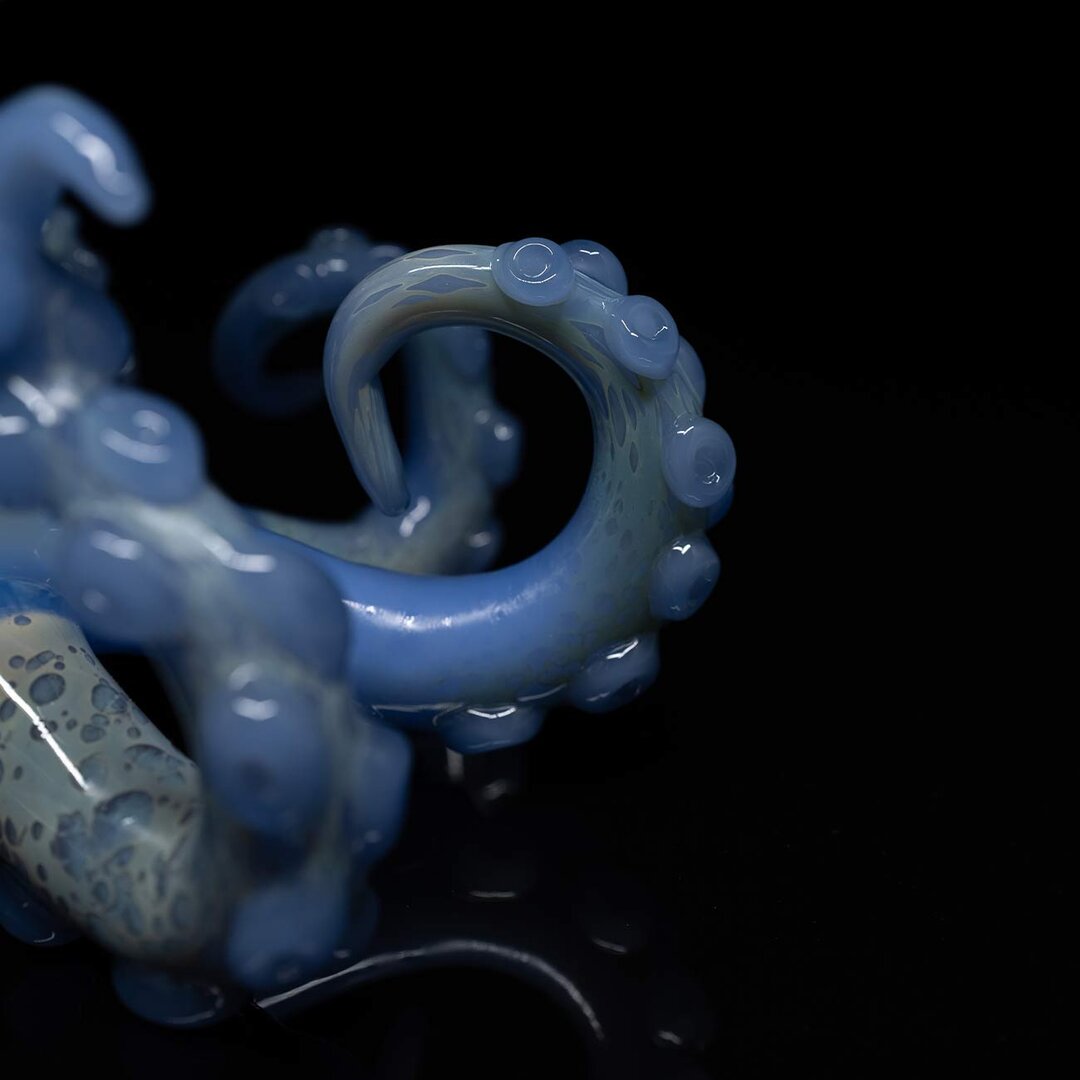 Oktopus-Glas-Wasserpfeife I in Blau mit Farbverlauf