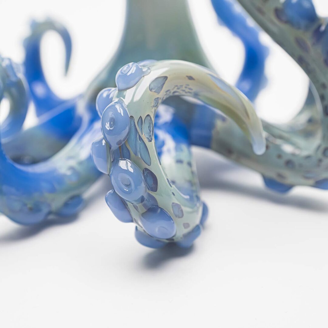 Oktopus-Glas-Wasserpfeife I in Blau mit Farbverlauf