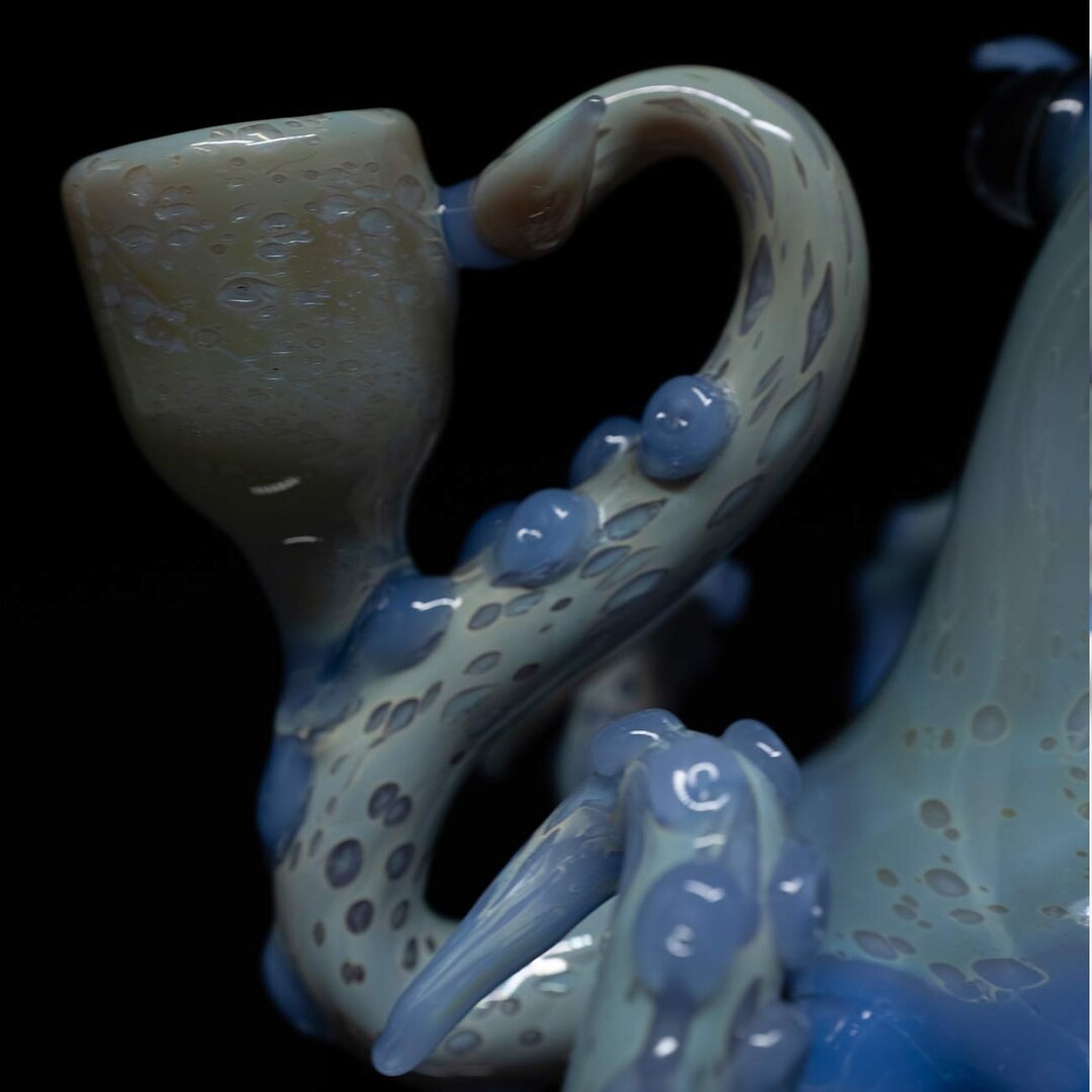 Oktopus-Glas-Wasserpfeife I in Blau mit Farbverlauf
