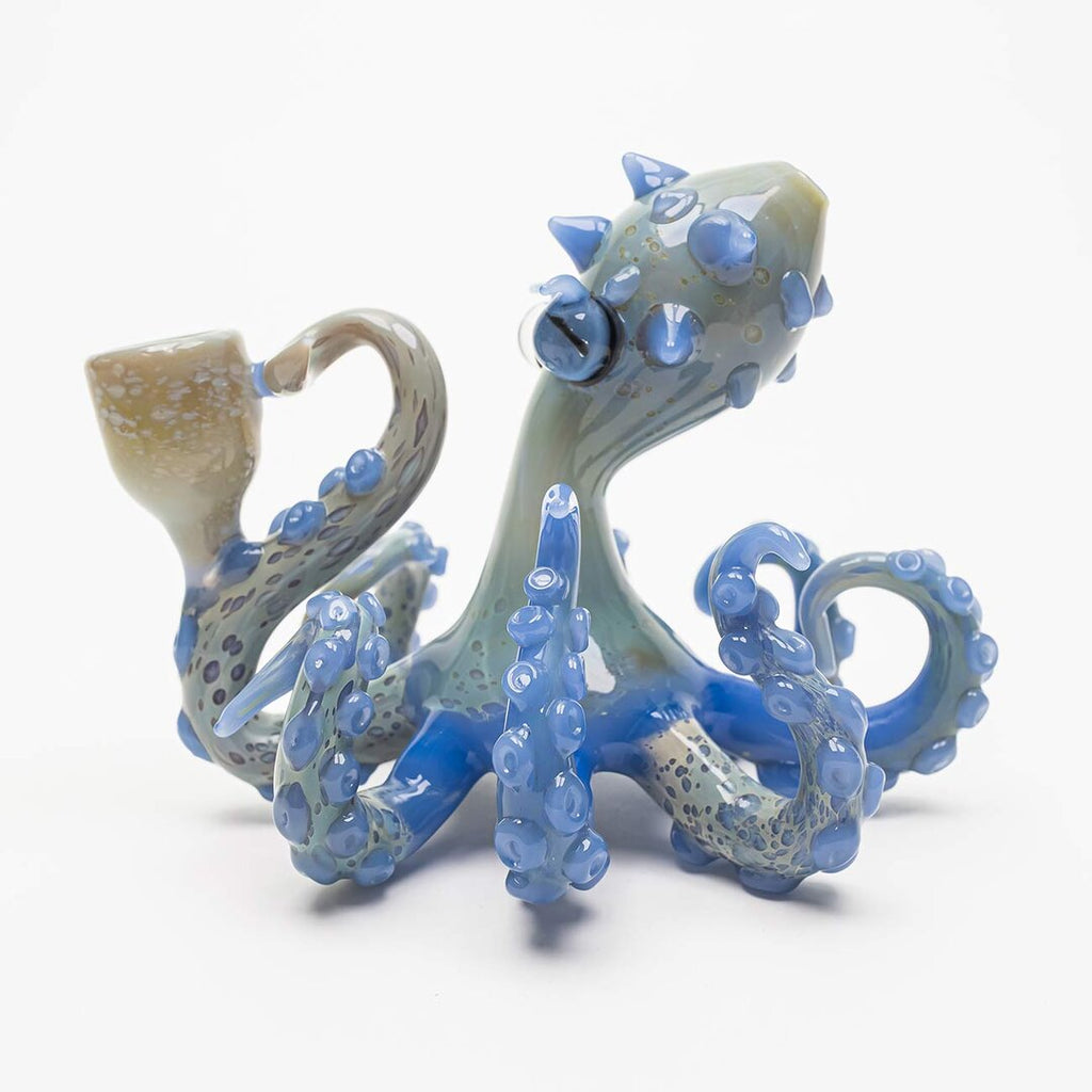Oktopus-Glas-Wasserpfeife I in Blau mit Farbverlauf