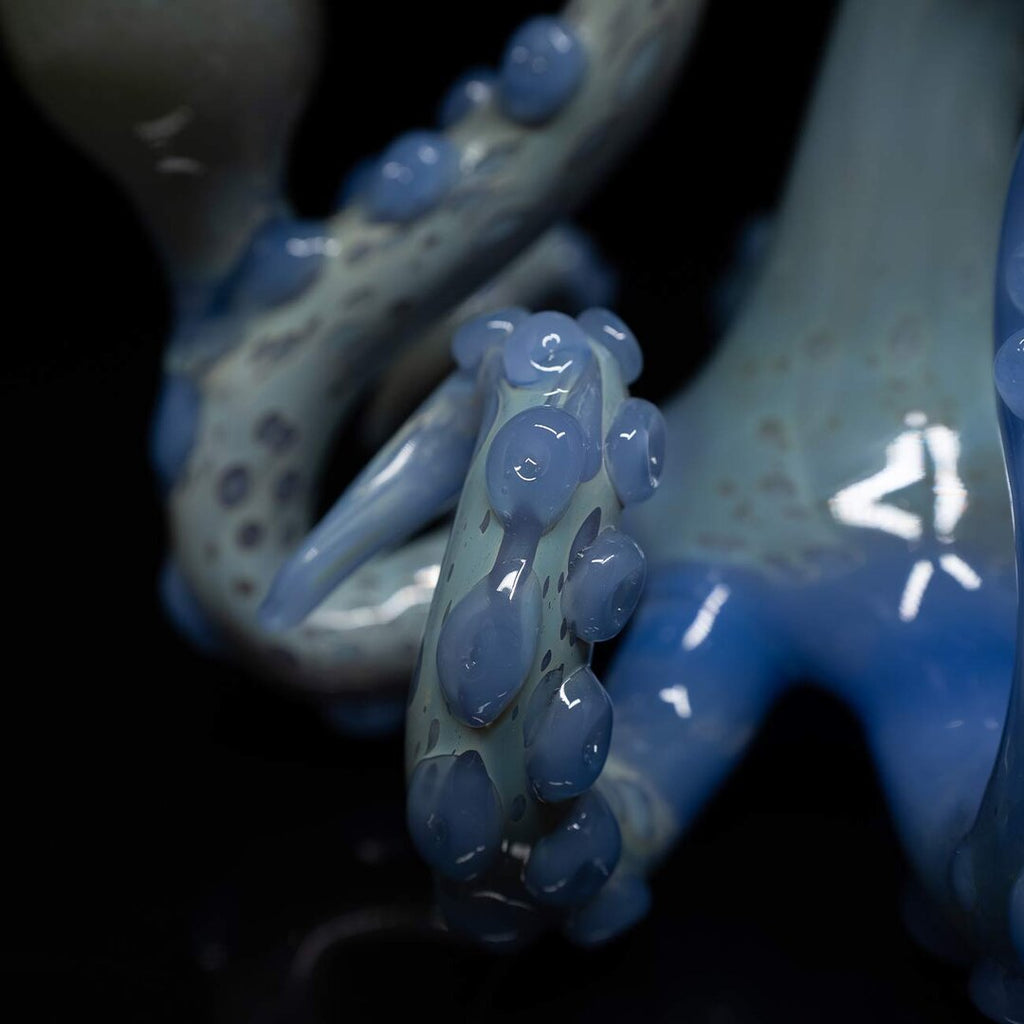 Oktopus-Glas-Wasserpfeife I in Blau mit Farbverlauf