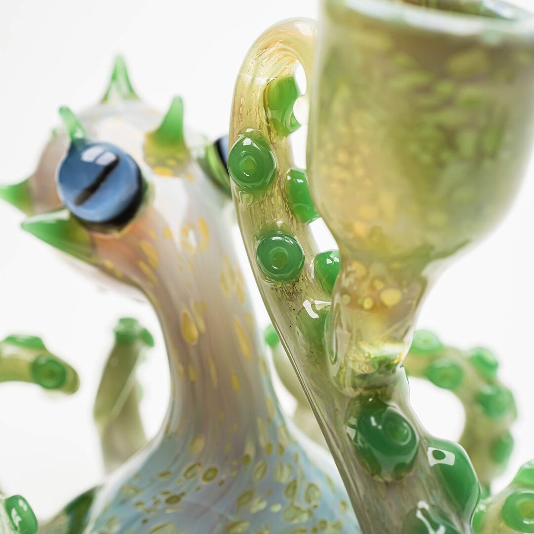 Oktopus-Glas-Wasserpfeife I in Grün mit Farbverlauf