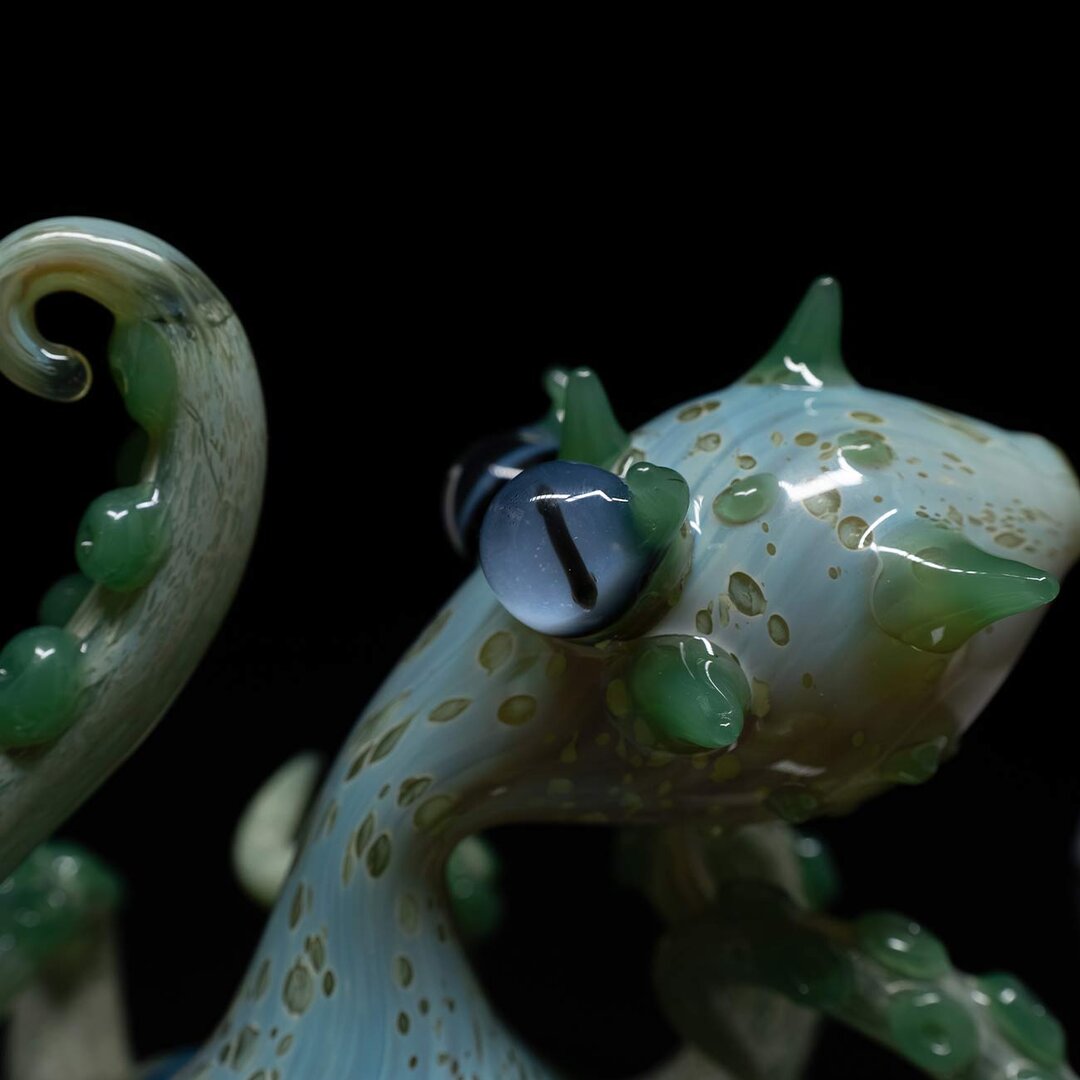 Oktopus-Glas-Wasserpfeife I in Grün mit Farbverlauf