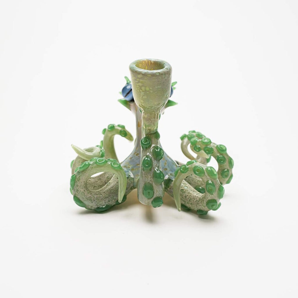 Oktopus-Glas-Wasserpfeife I in Grün mit Farbverlauf